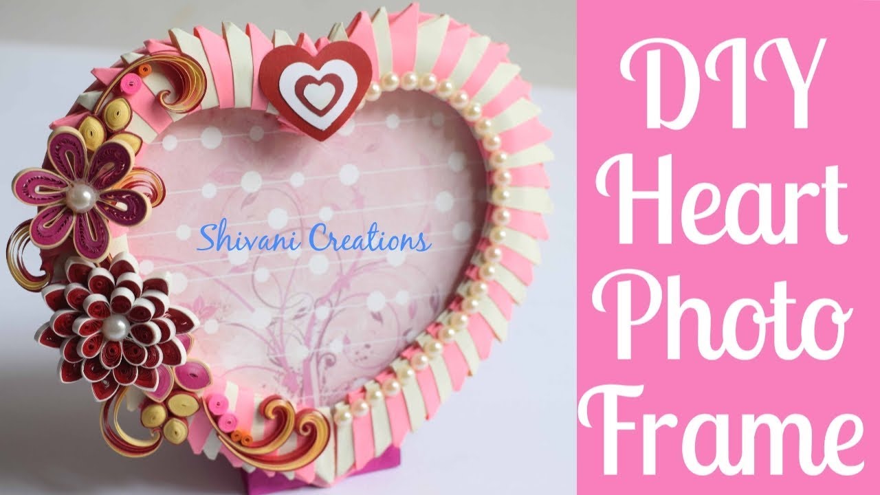 DIY Heart Photo Frame/ 3D Origami Heart Photo Frame/ Quilling Photo Frame