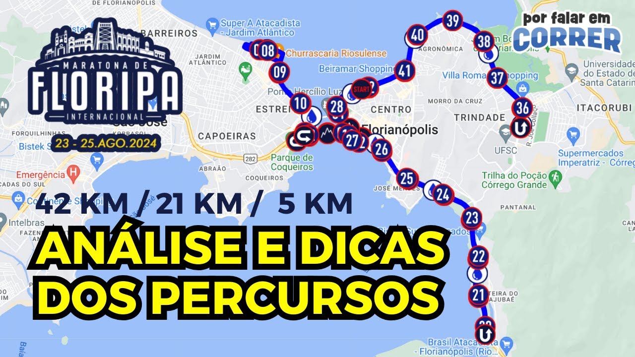 ANÁLISE e DICAS de TODOS os PERCURSOS da MARATONA DE FLORIPA 2024 - 42 km / 21 km / 5 km