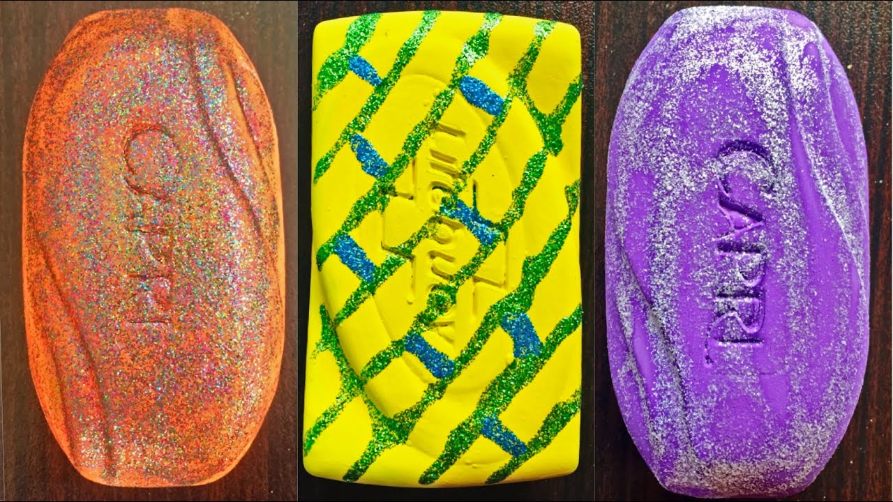ASMR Soap.10 glitter painted soft soaps.Soap Cutting ASMR|Relaxing Sounds|Satisfying ASMR Video|172|