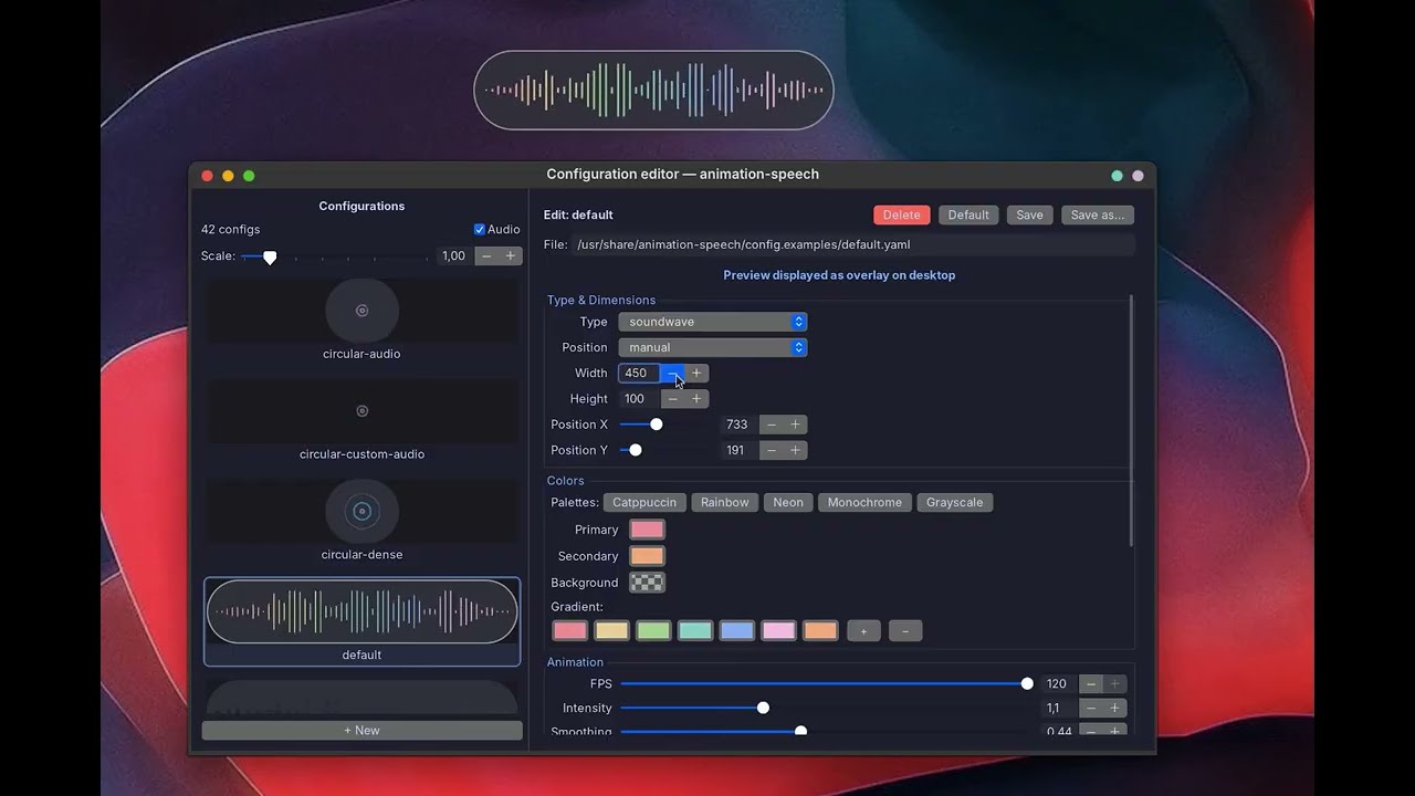 Animation Speech &mdash; Configurable transparent overlay for Wayland (Linux)