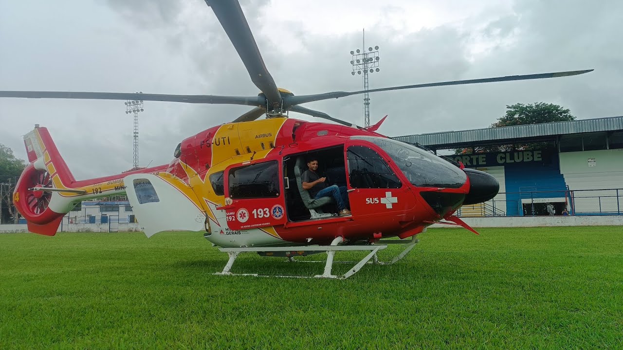 Pouso, Acionamento e Decolagem do Airbus H145 Do Corpos de Bombeiros de Minas Gerais (PS-UTI)