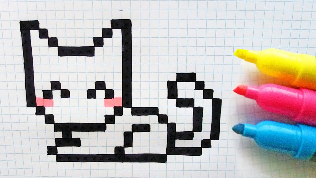 Handmade Pixel Art - How To Draw Cute Cat #pixelart