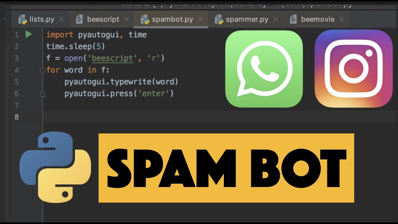 Как создать спам-бота с помощью 5 строк кода на Python [все еще работает в 2025 году]