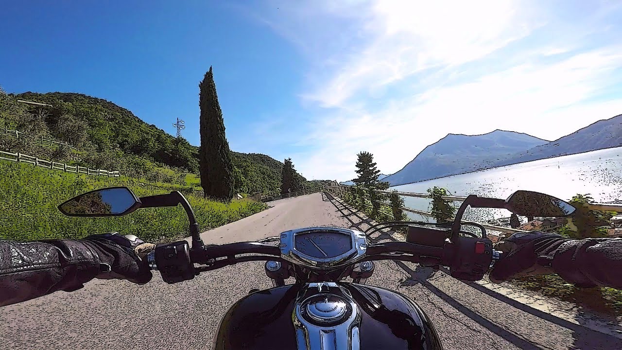 Riding Valsassina valley - Lake Como, Italy - road SP 62 Lecco