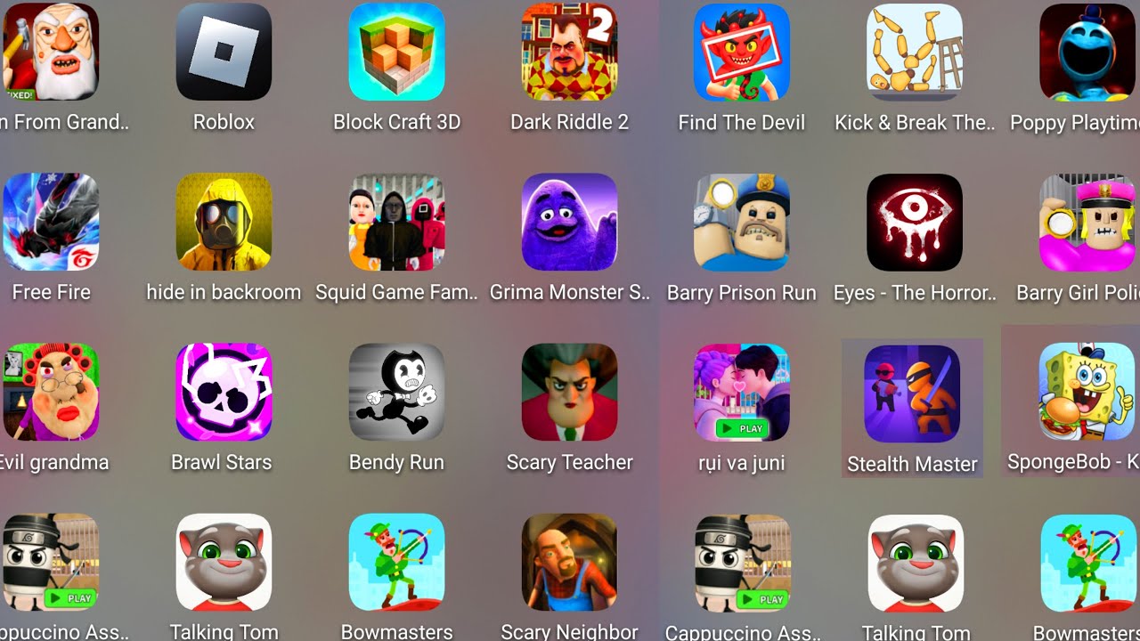 Grimace Monster Scary Survival,Poppy Playtime Chapter 4,Scary Stranger 3D,Roblox,Escape Rumi & Juni