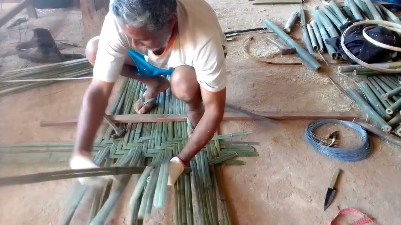 Forro de bambu, tecido escama de peixe.