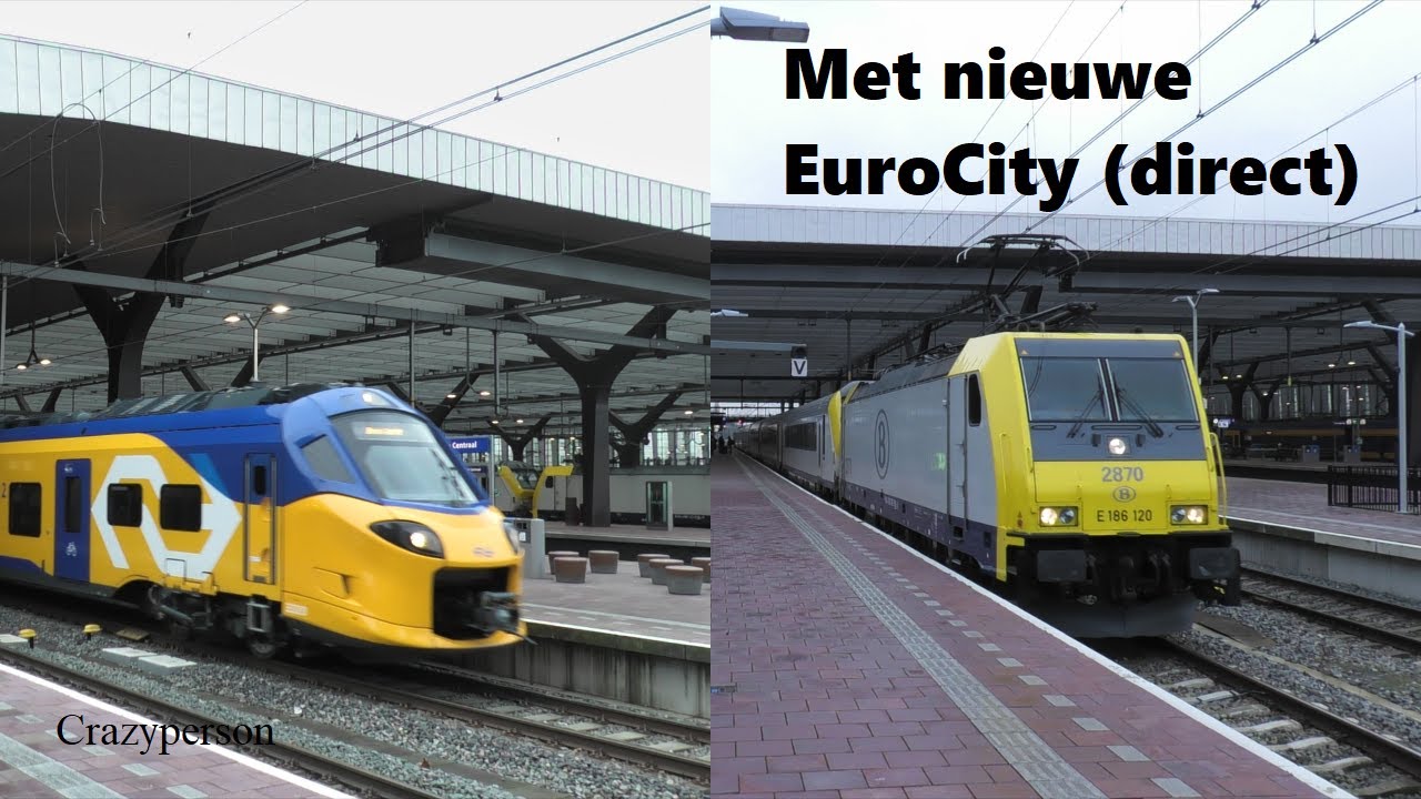 Treinen op Station Rotterdam Centraal met EuroCity - 17 Dec. 2024