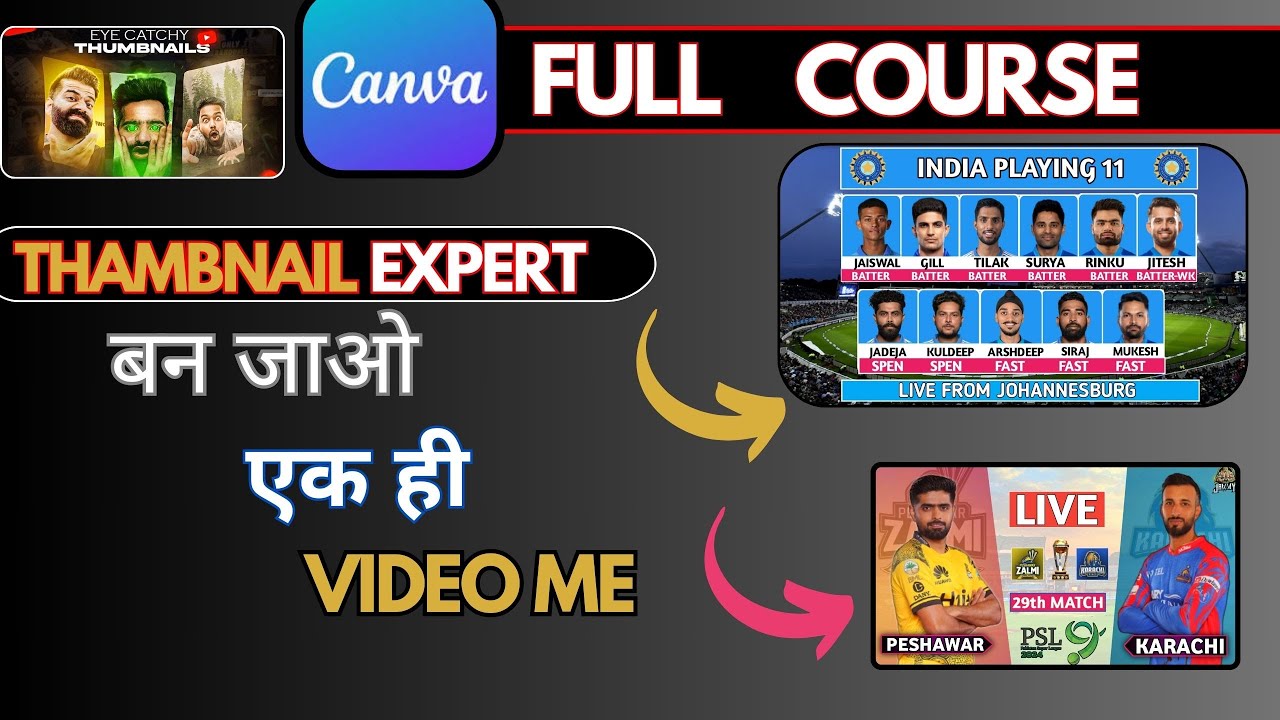 canva se cricket thumbnail kaise banaye|| canva full tutorial in hindi ||canva tutorial  2024