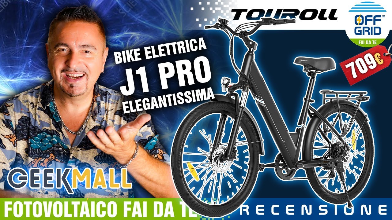 TOUROLL J1 PRO Bici Elettrica Elegante Motore Legale 250W Autonomia 100Km 5 Assist Shimano GeekMall