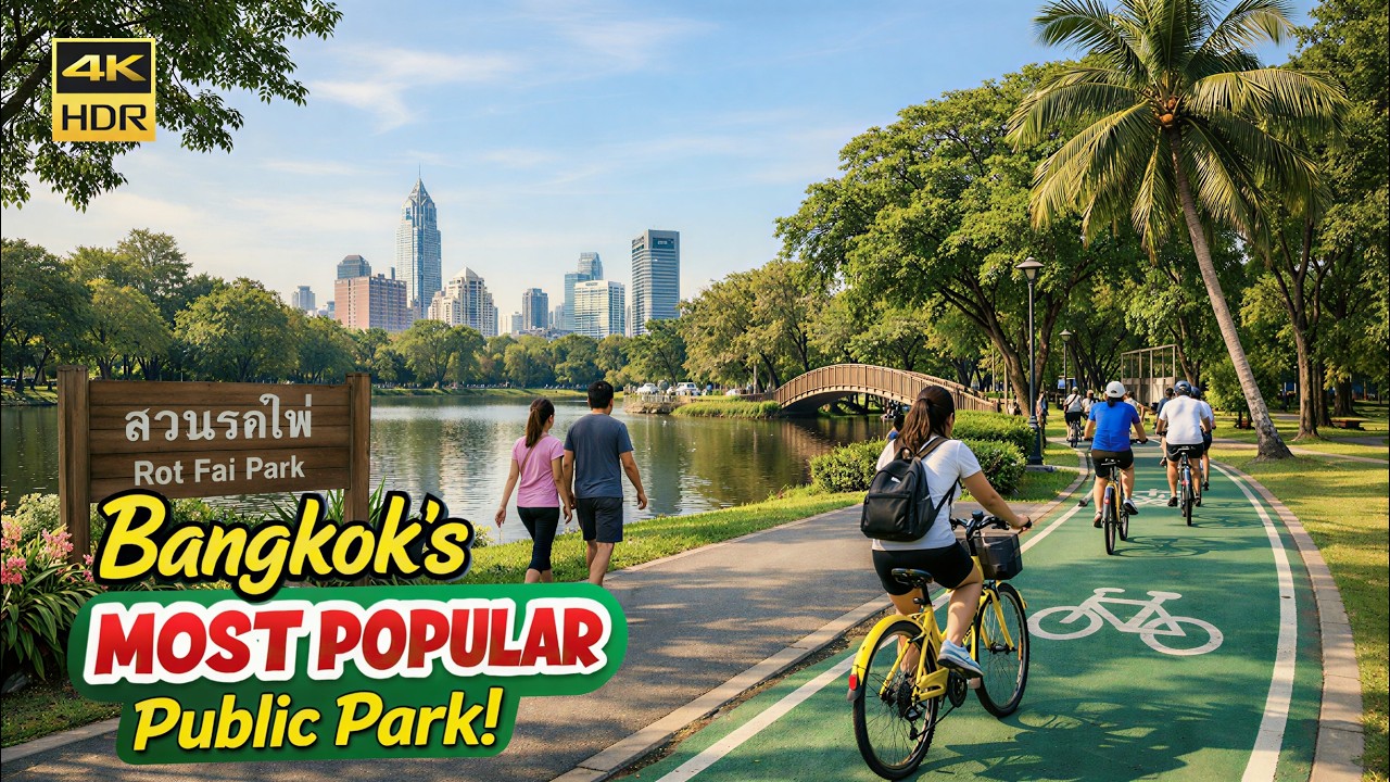 Bangkok's Most Popular Public Park ( Suan Rot Fai ) a Great Place for a walk or Bike ride