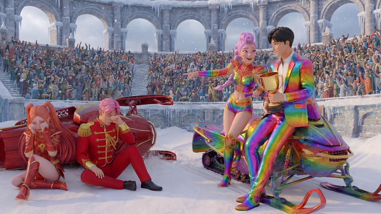 Rainbow Family VS Ruby Family ❄️ RUMI Gets Snowmobile Championship 🏆 KPOP Demon Hunters
