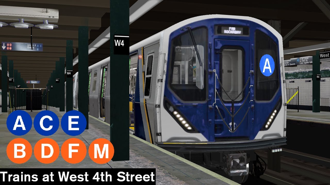 OpenBVE Virtual Railfanning: A, B, C, D, E, F and M Trains at West 4th Street