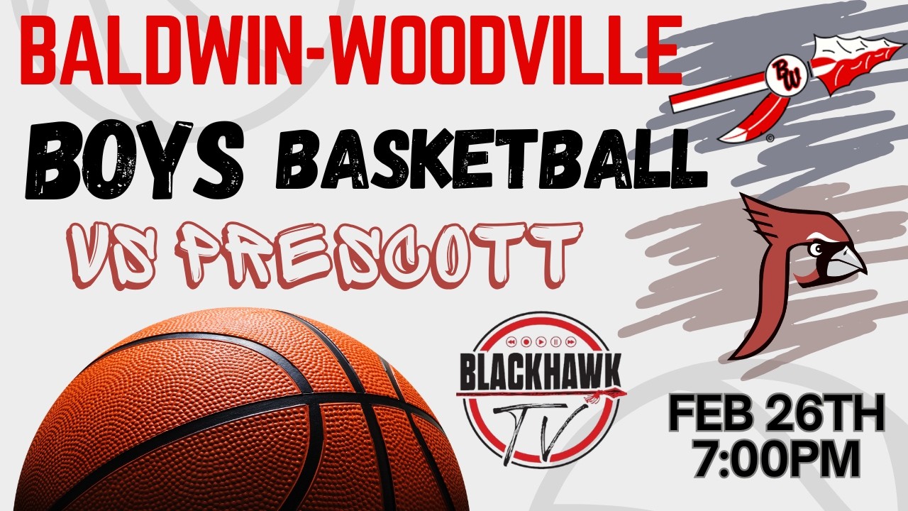 Baldwin-Woodville vs Prescott High School Boys Basketball