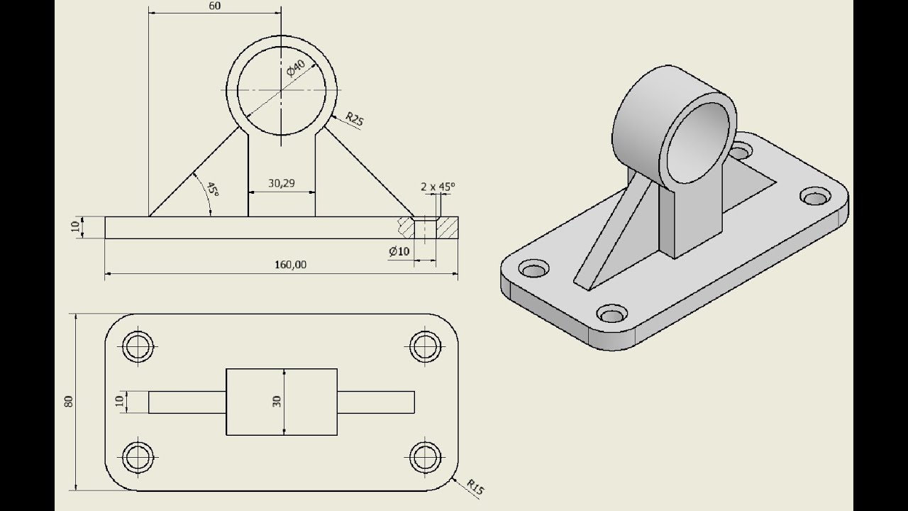 Inventor 2022. Uso de nervios, pieza simple