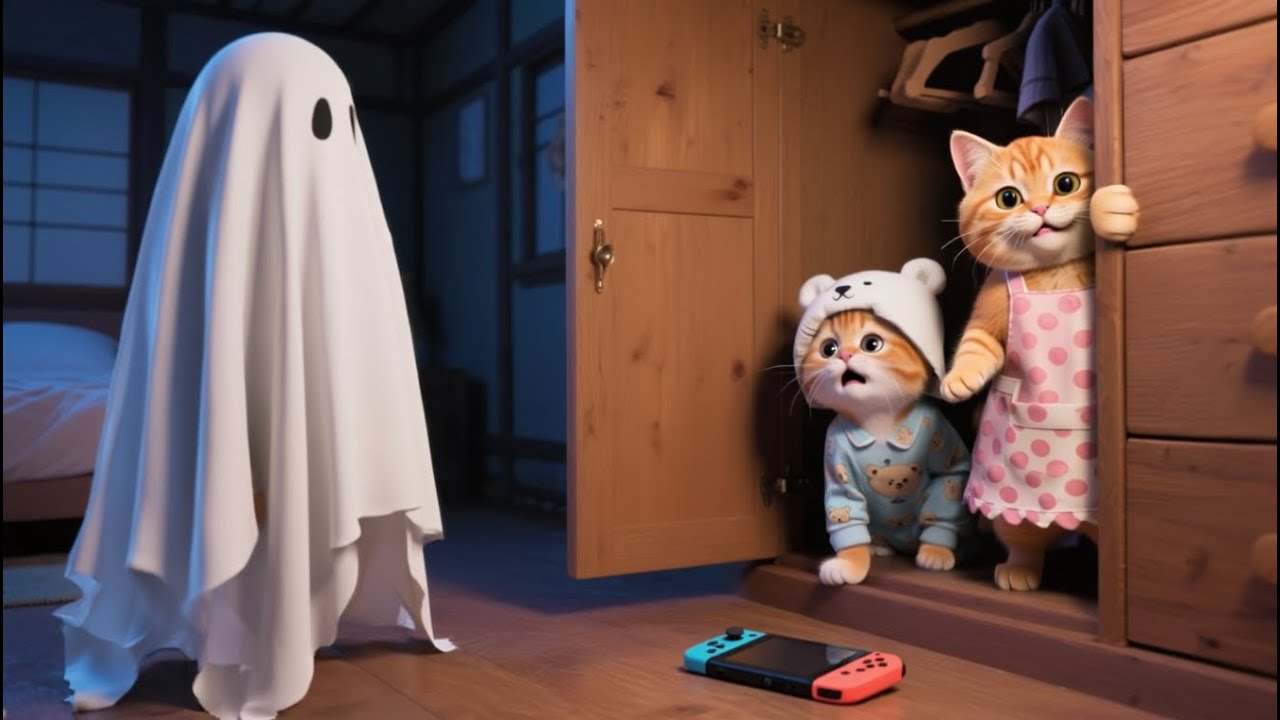 Ginger Kitten Meets a “Ghost” 👻🎮 But Mama Cat Teaches a Warm Lesson of Love ❤️