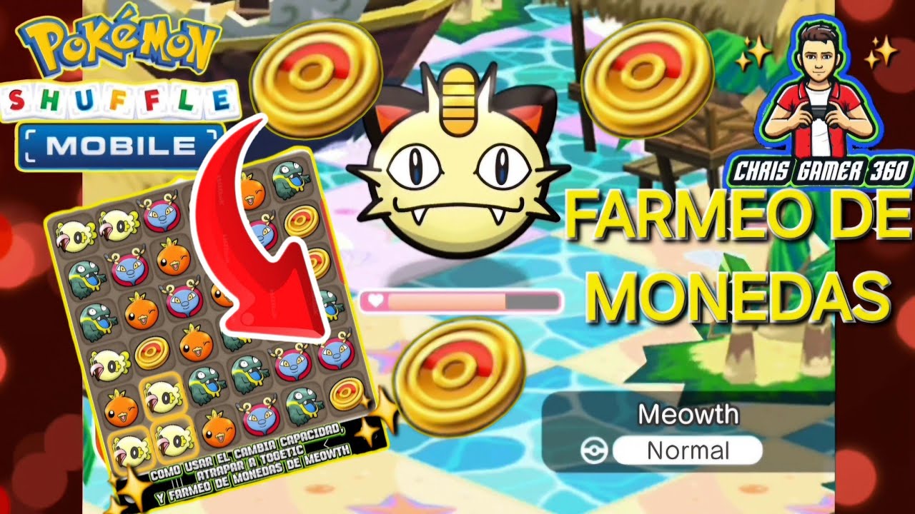 Como FARMEAR MUCHAS MONEDAS en FASE de Meowth Pokémon Shuffle Mobile  Cambia-capacidad Togetic