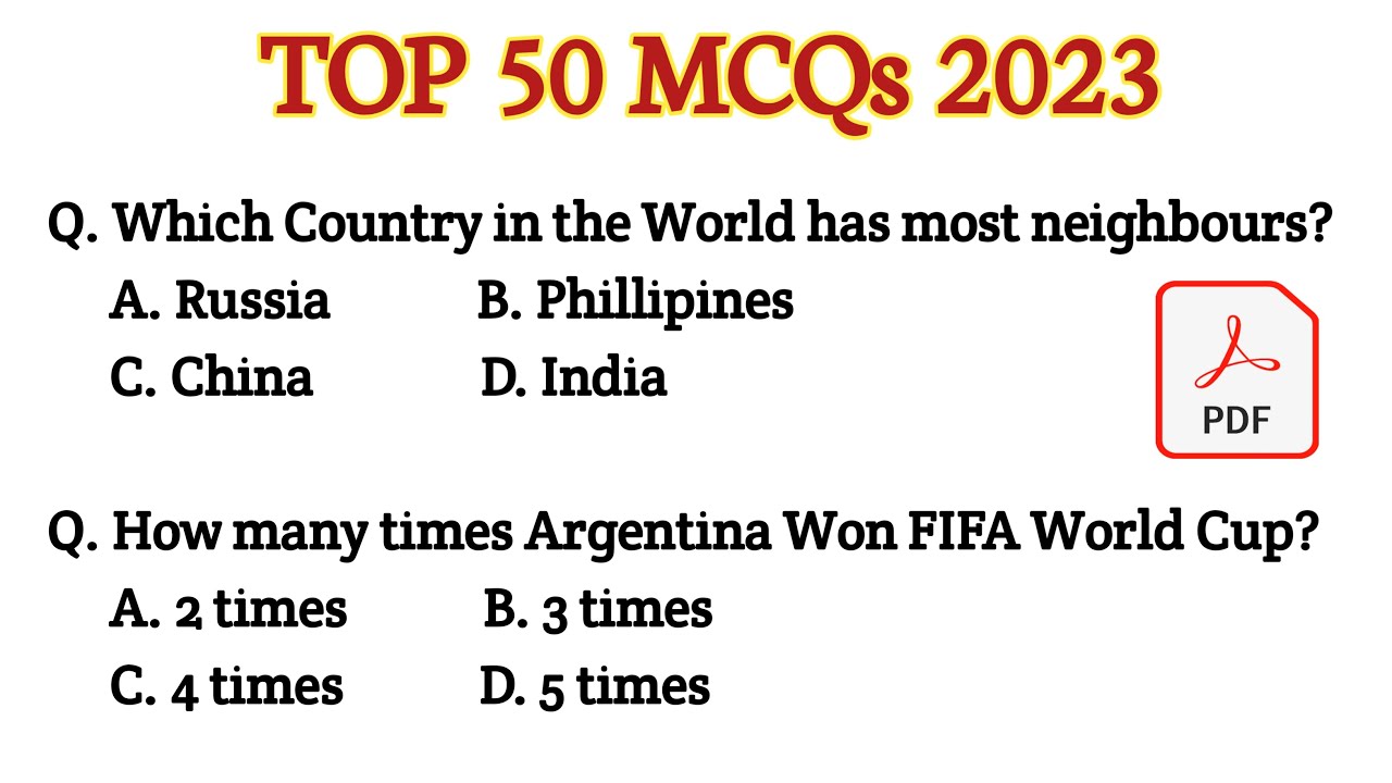 TOP 50 MCQs 2023|| For All Exams CSS, PMS, ETEA, PPSC, NTS, KPSC||