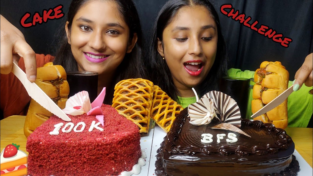 100k subscribers Special🎂 Cake🍰 Eating with Chicken Internet and Chicken Claws🌭|Happy Moments|BFS|🍮🍗