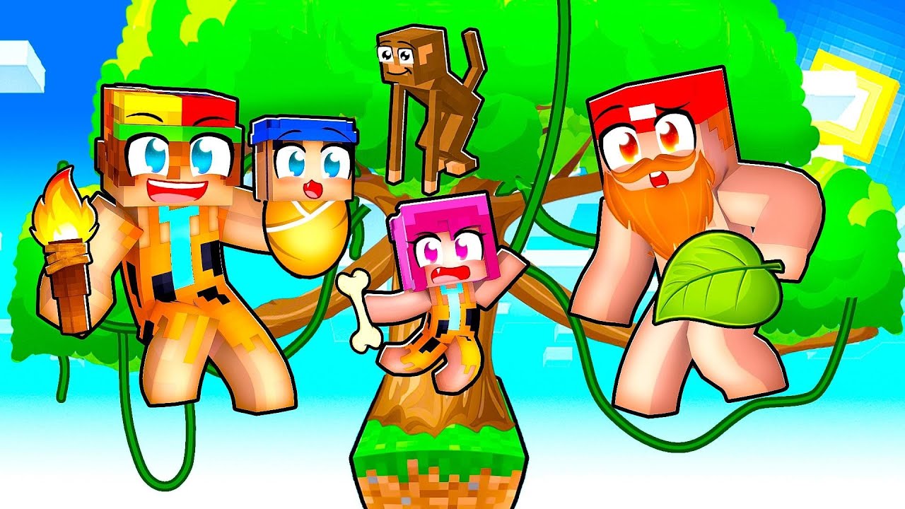 Playing as a WILD FAMILY on ONE BLOCK in Minecraft!