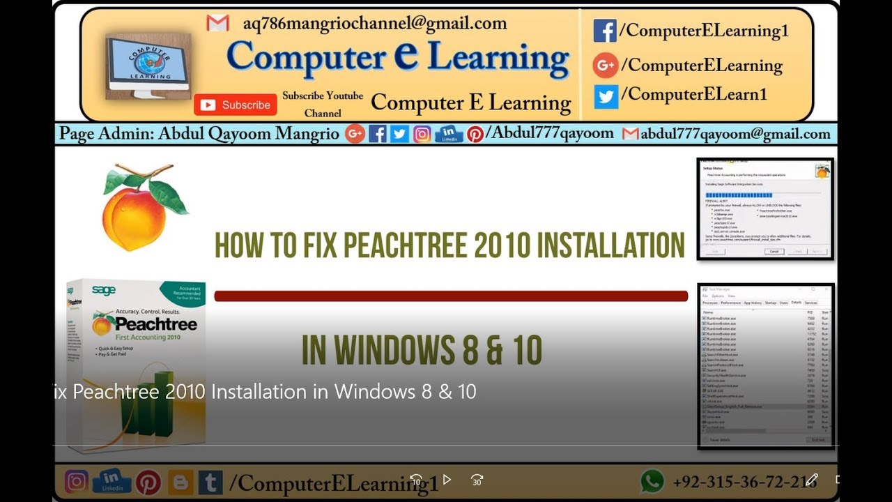 How to Fix Peachtree 2010 Installation in Windows 8 & 10|Peachtree Quantum 2010|Computer E Learning