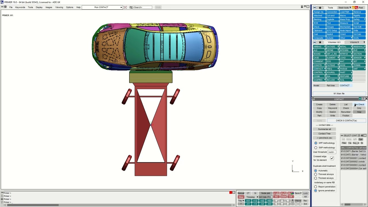 Expert LS-DYNA tools - contact penetration check tree