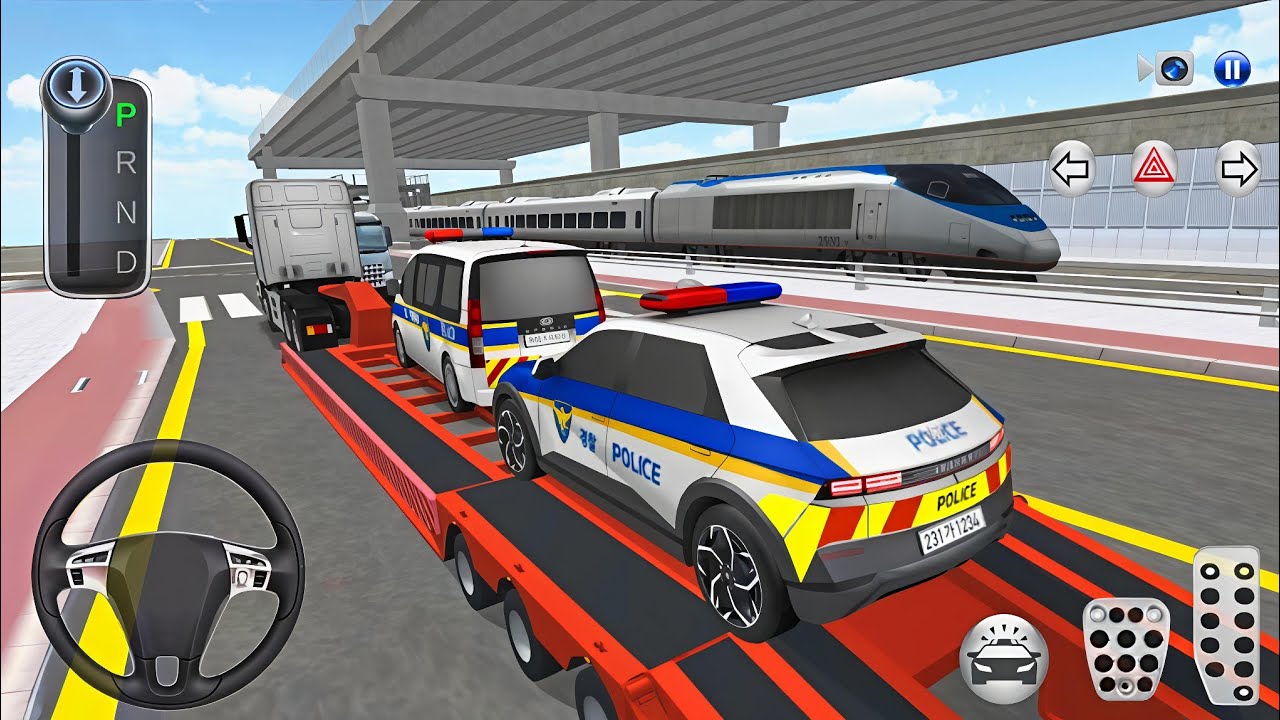 Police Cars Transport to Parking Garage by Trailer Truck - 3D Driving Class 2026 - Android Gameplay