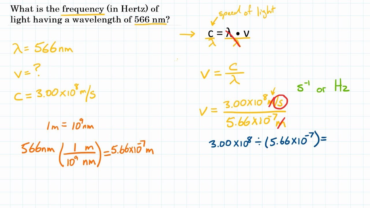 What is 566 nm in Hertz? - Wavelength to Frequency Practice