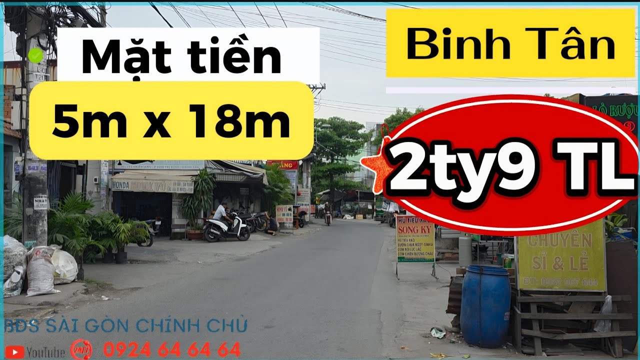 Bình Tân mặt tiền giáp quận 6  5m x 18m có 2TY9 // sổ hồng riêng #0924646464 