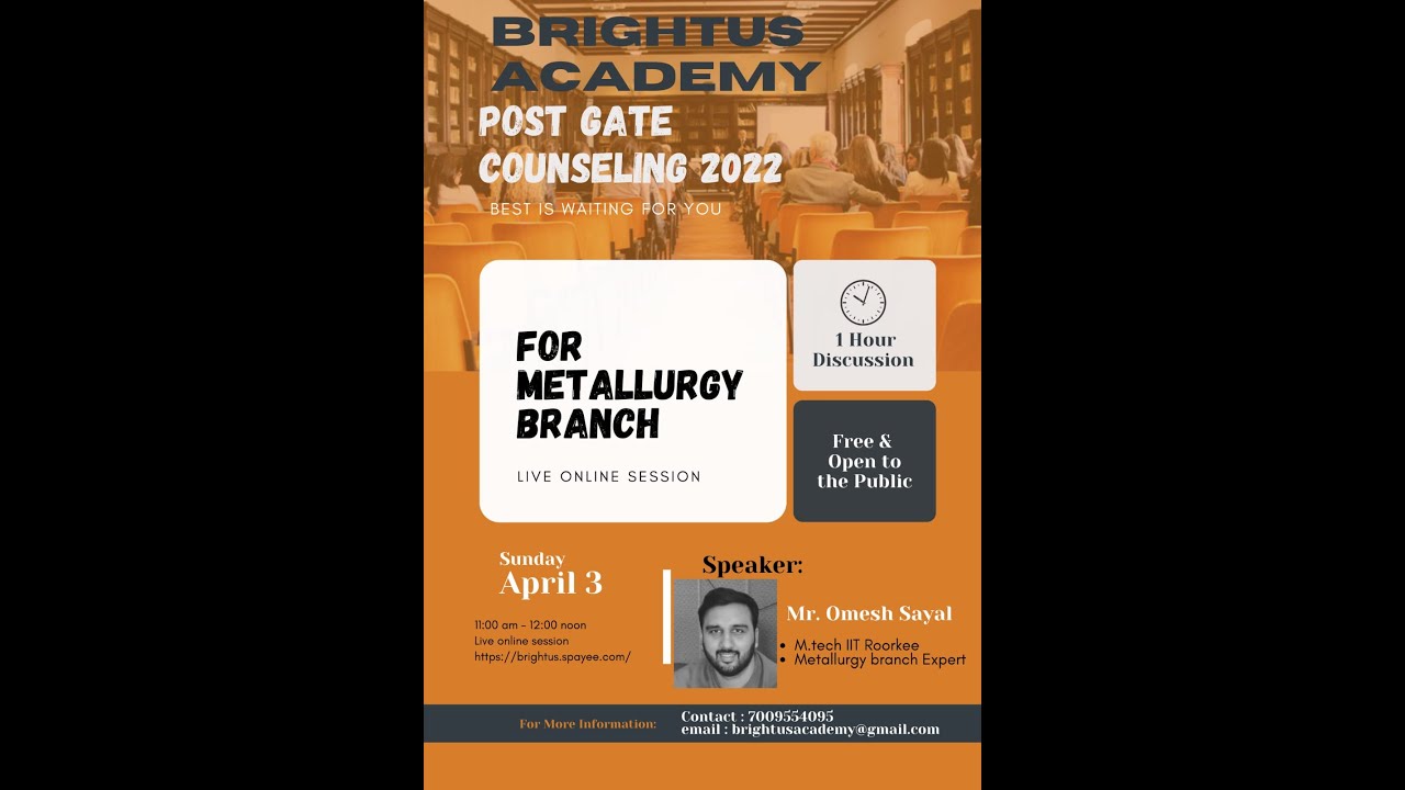 PSUs/Research Centres through GATE/Non-GATE in Metallurgy branch I Post GATE Career Guidance Session