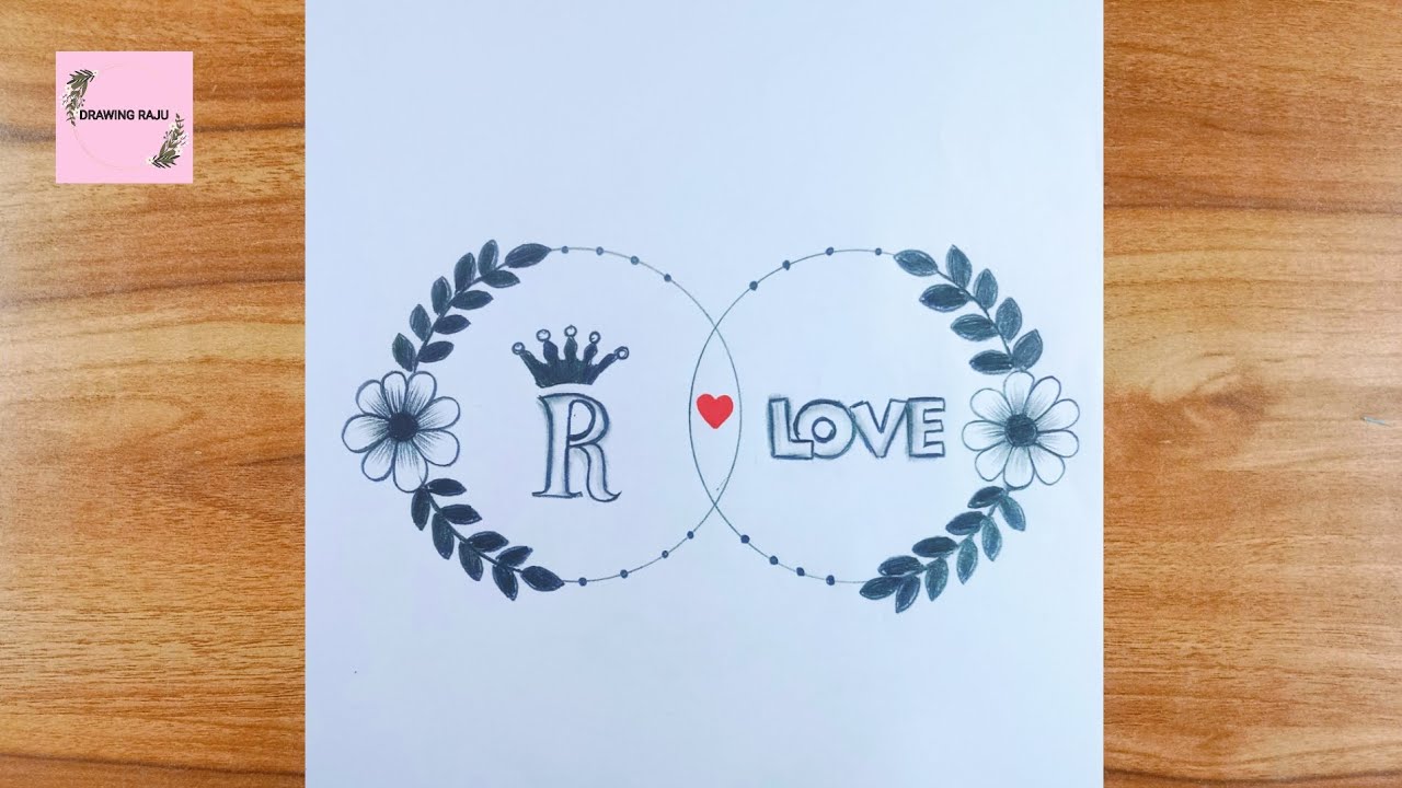 How to draw a R letter love circle drawing easy pencil sketch for beginners ||drawing