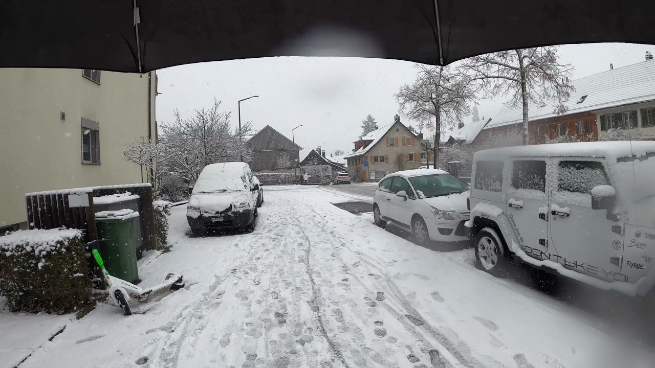Winterthur , Switzerland  first snow  December 2021 4k 60fps  video