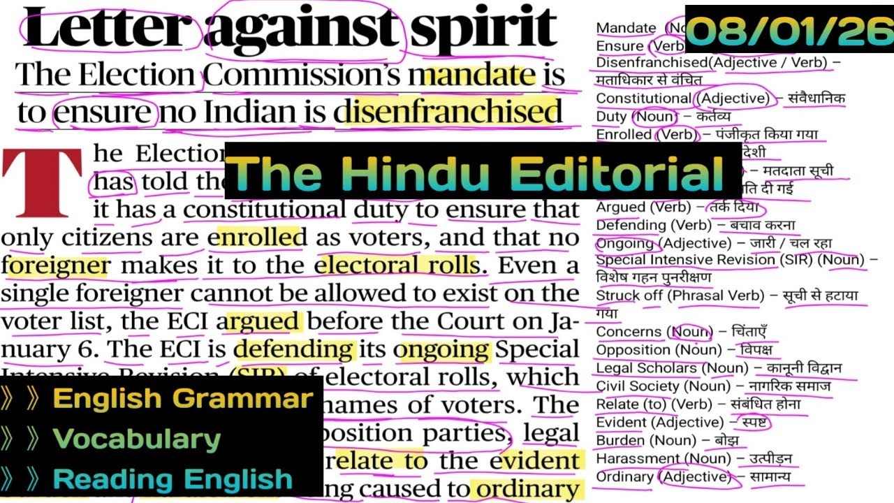 The Hindu Editorial Analysis || Reading Comprehension || Vocabulary Grammar || SSC/BANK/ UPSC