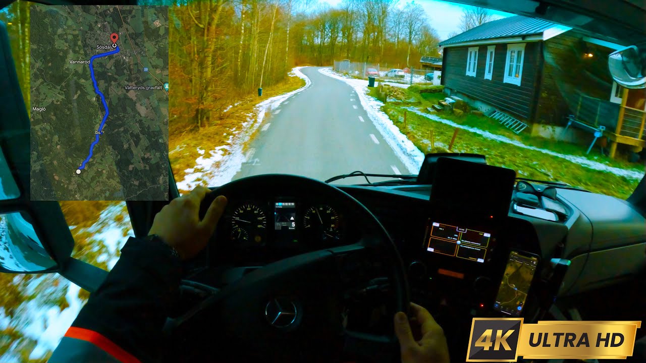 POV Truck Driving - MERCEDES Europe | Small Village | 4k, ASMR 🇸🇪