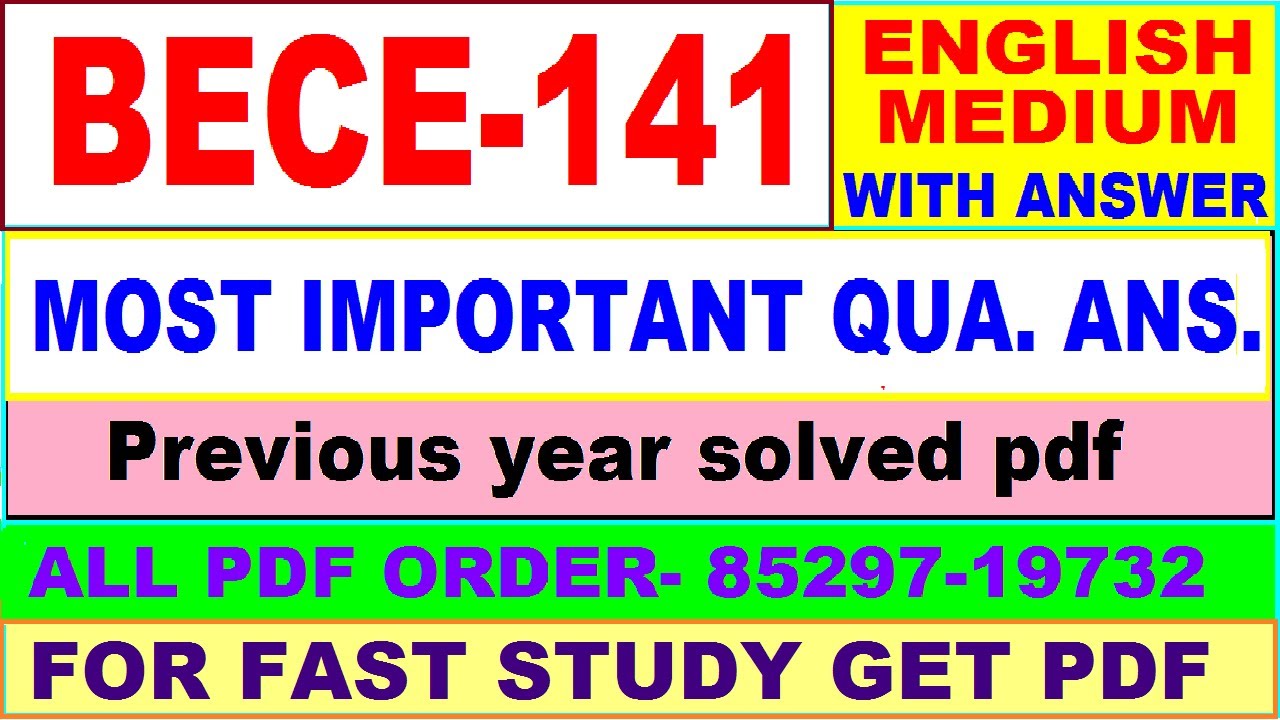 bece 141 important questions ans / bece 141 previous year question paper in English / study material