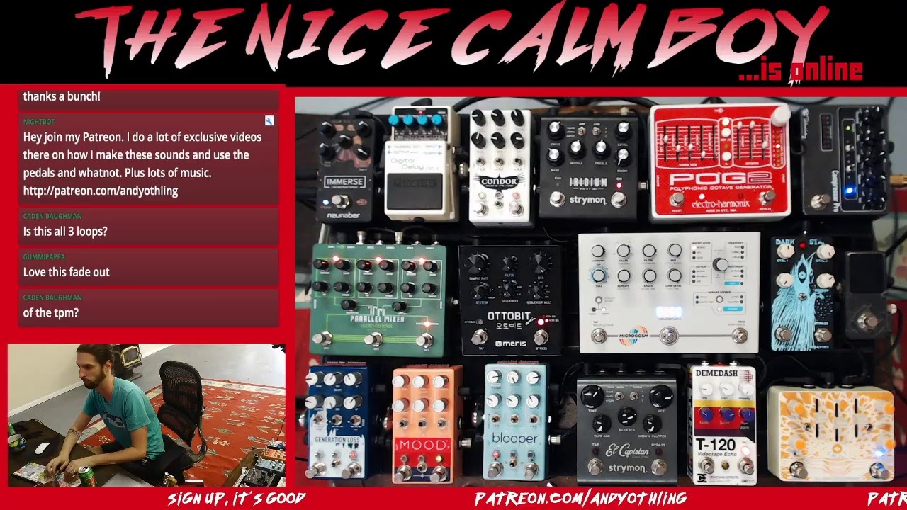 the nice calm boy is online. long ambient guitar stream, talking in chat