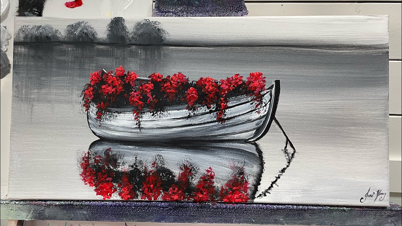 ￼￼How to Paint BOAT OF  ROSES 🌹 Step By Step in Acrylic