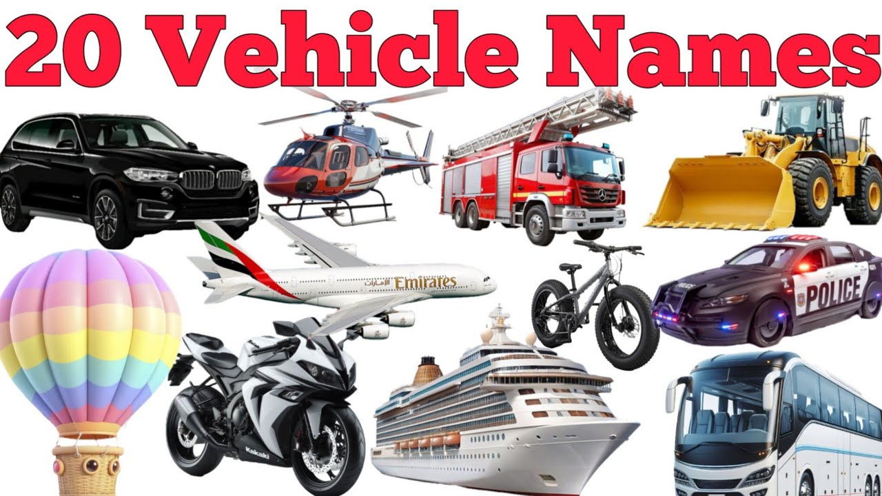 20 Vehicle Names In English & Hindi With Fun Facts | Fun Learning For Pre-school Children