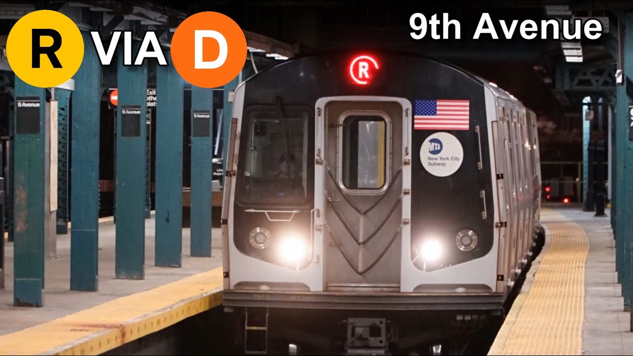 NYC MTA Subway R Train Via D Line At 9th Avenue Action R160 R68