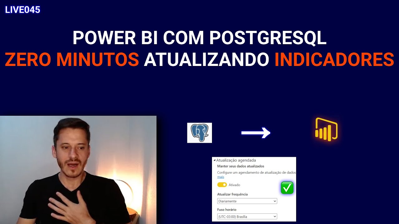 Live045 Como Conectar o Power Bi ao banco Postgresql via DNS do ODBC com Atualização Agendada ✅