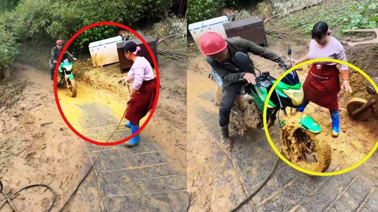 The man washed his car after taking the elderly to the hospital.