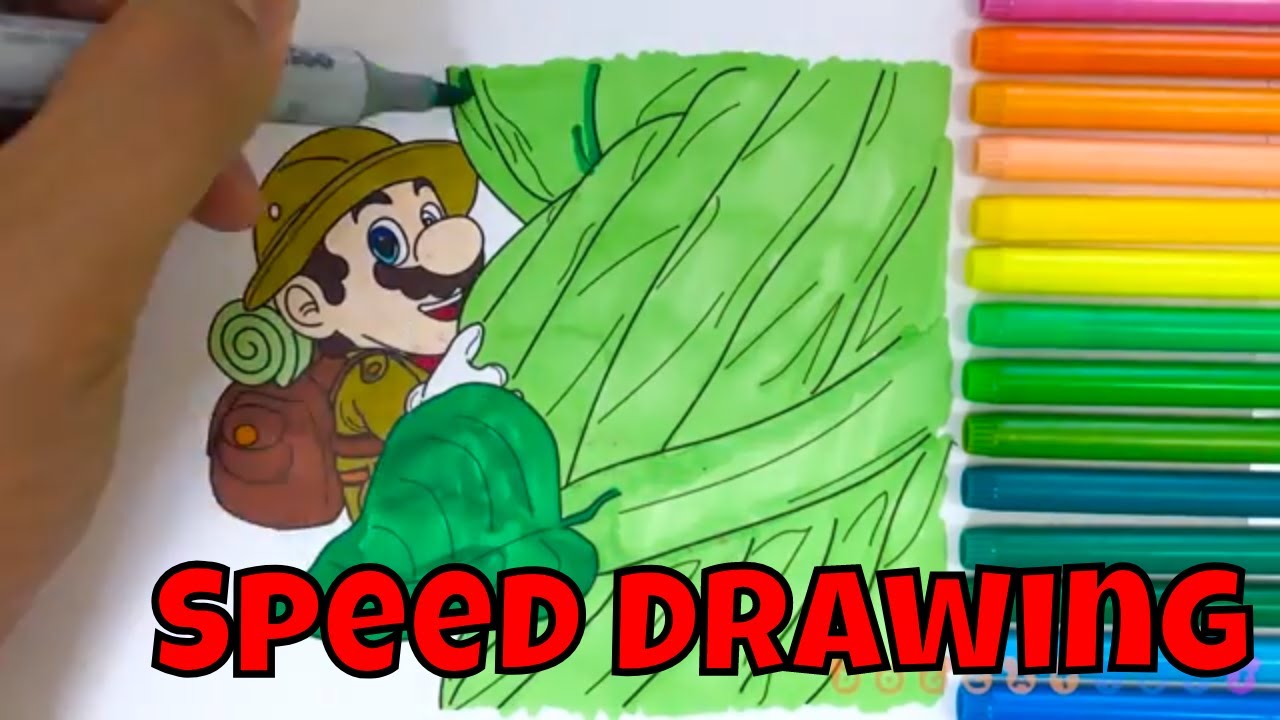 Speeding Drawing Super Mario Odyssey | Drawing Coloring Pages Videos for Kids