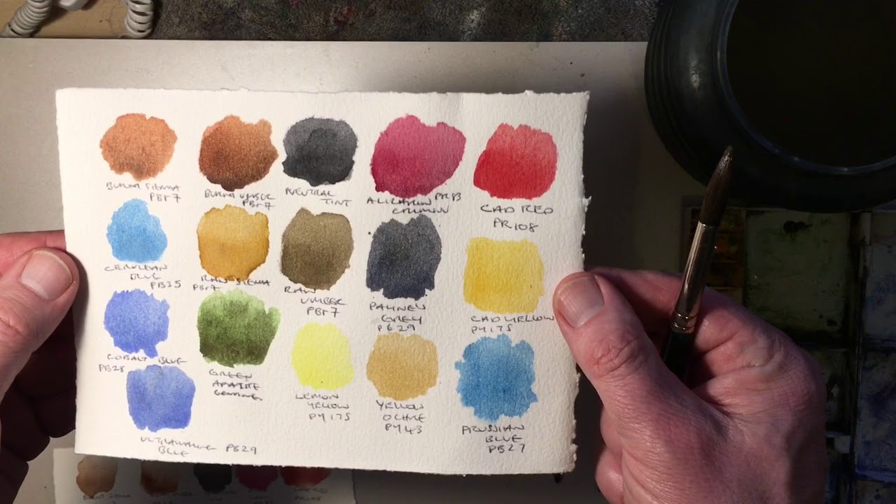 Part 1 of 2 - Watercolour Paper Granulation Swatch Review - granulating and transparency