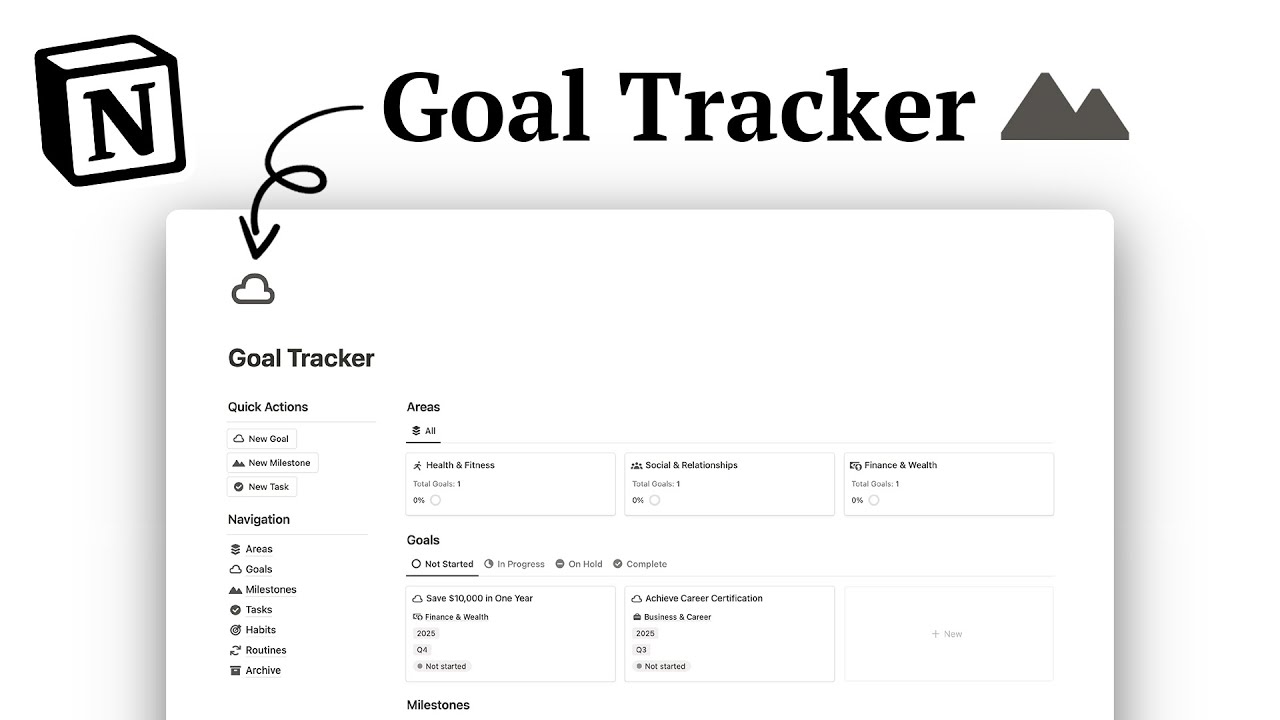Notion Goal Tracker Template Tour