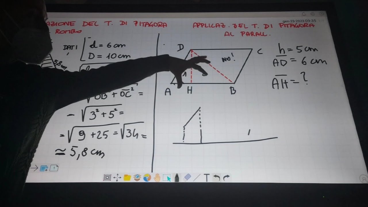 Applicazione del teorema di Pitagora al rombo e al parallelogrammo