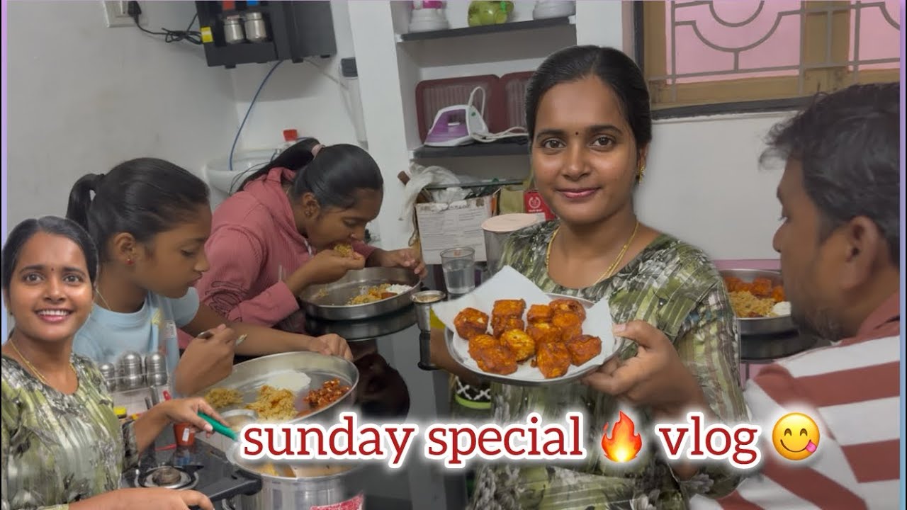 இந்த வாரம் sunday ஸ்பெஷல் 😋 பண்ணீர் 65🔥veg பிரியாணி 🫣coliflower சில்லி 🥳 #durgagandhi 