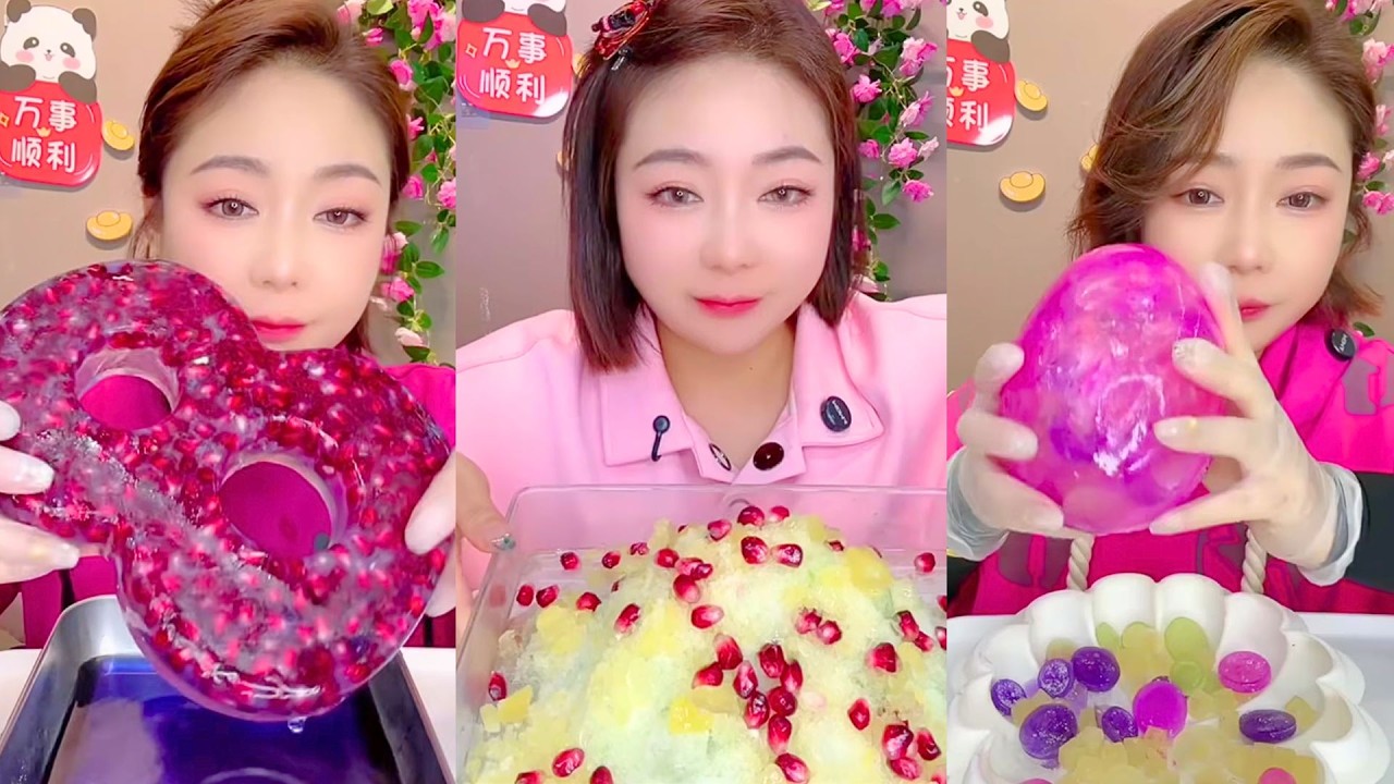 Pink Crystal Heart Desserts and Colorful Frozen Jelly Treats