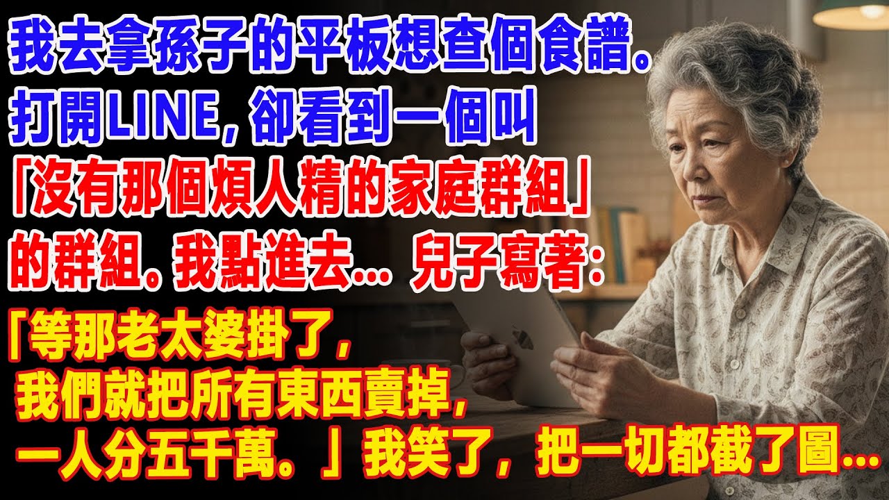 【真實故事】我拿起了孫子的平板，📱看到了一個叫「沒有那個煩人精的家庭群組」的LINE群組。我截了圖，然後我就…| 父母子女冲突 | 真實故事 | 故事分享 | 情感故事 | 晚年哲理 | 說故事
