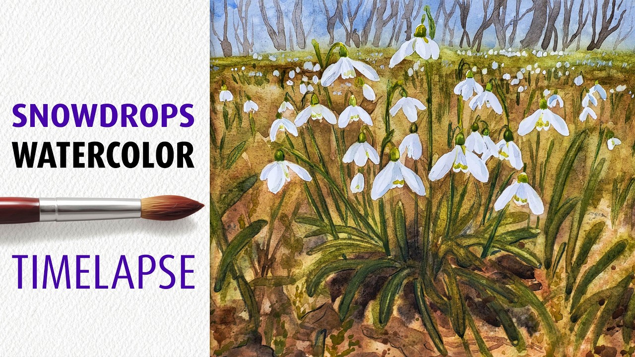 Paint Snowdrops with Masking Fluid | Watercolor Technique #snowdrops #watercolour