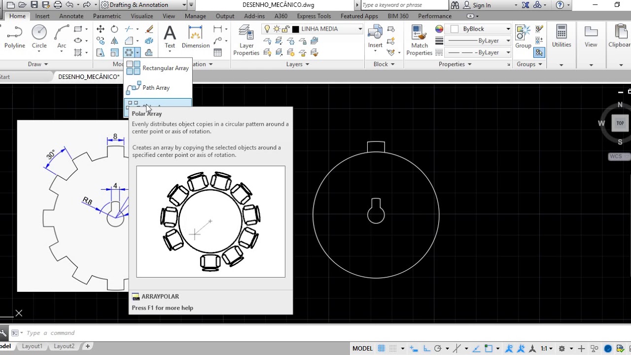 Desenho Mecânico no AutoCAD - Engrenagem