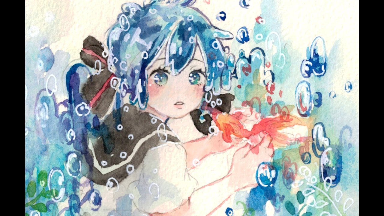 【透明水彩】ボトルミク描いてみた